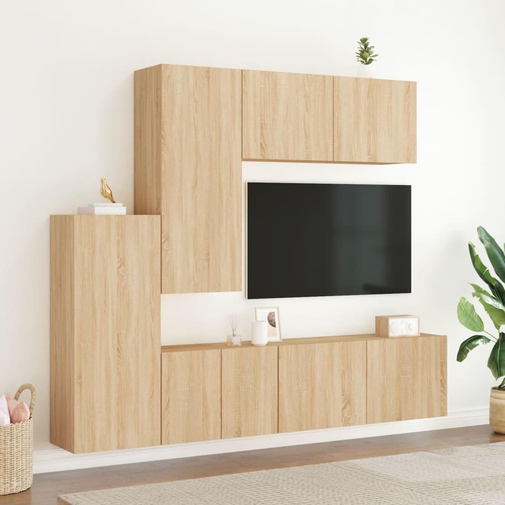 Unități TV de perete, 5 piese, stejar sonoma, lemn prelucrat GartenMobel Dekor