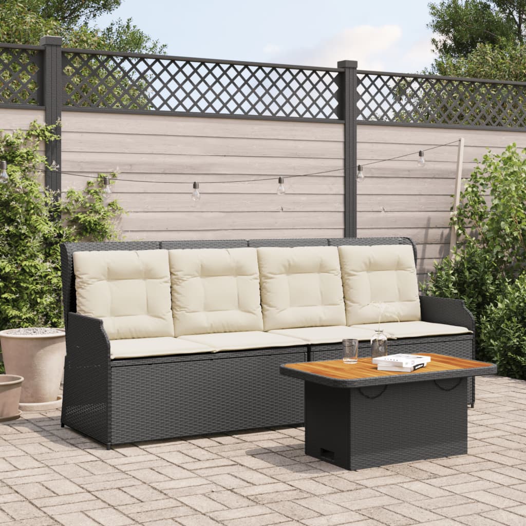 Set mobilier de grădină cu perne, 3 piese, negru, poliratan GartenMobel Dekor