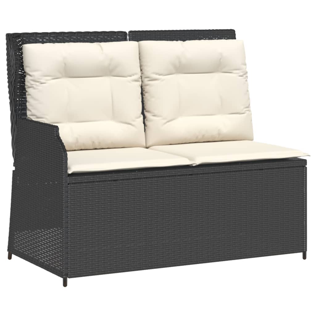 Set mobilier de grădină cu perne, 3 piese, negru, poliratan GartenMobel Dekor