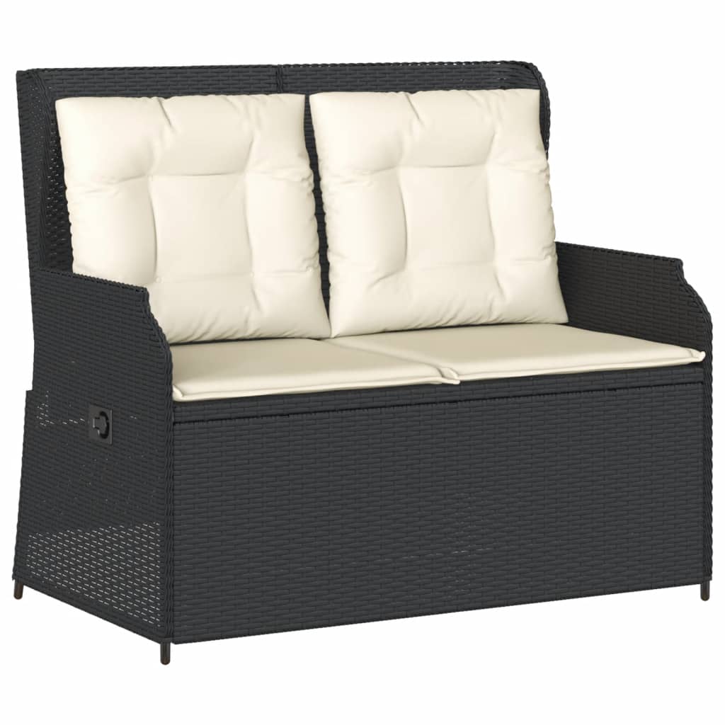 Set mobilier de grădină cu perne, 3 piese, negru, poliratan GartenMobel Dekor
