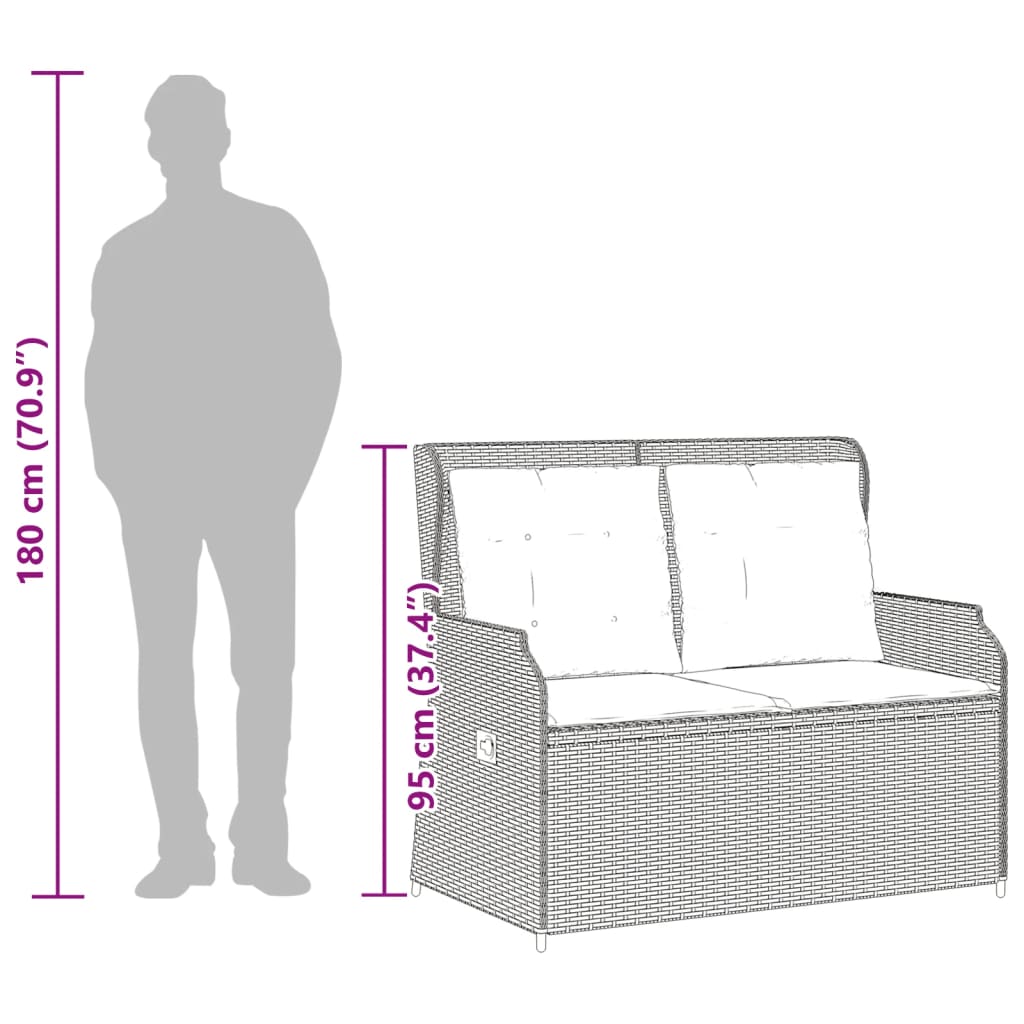 Set mobilier de grădină cu perne, 3 piese, negru, poliratan GartenMobel Dekor