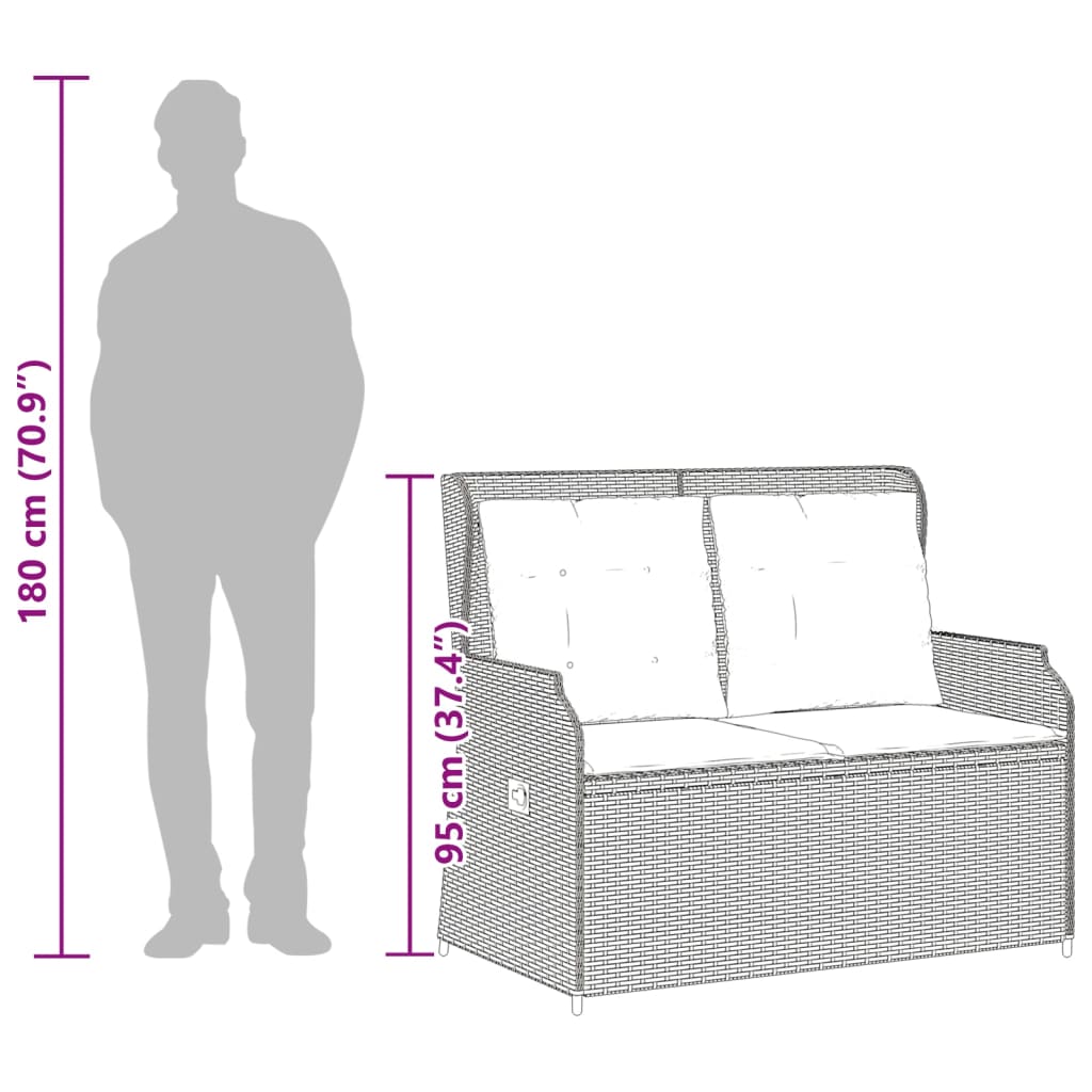 Set mobilier de grădină cu perne, 3 piese, negru, poliratan GartenMobel Dekor