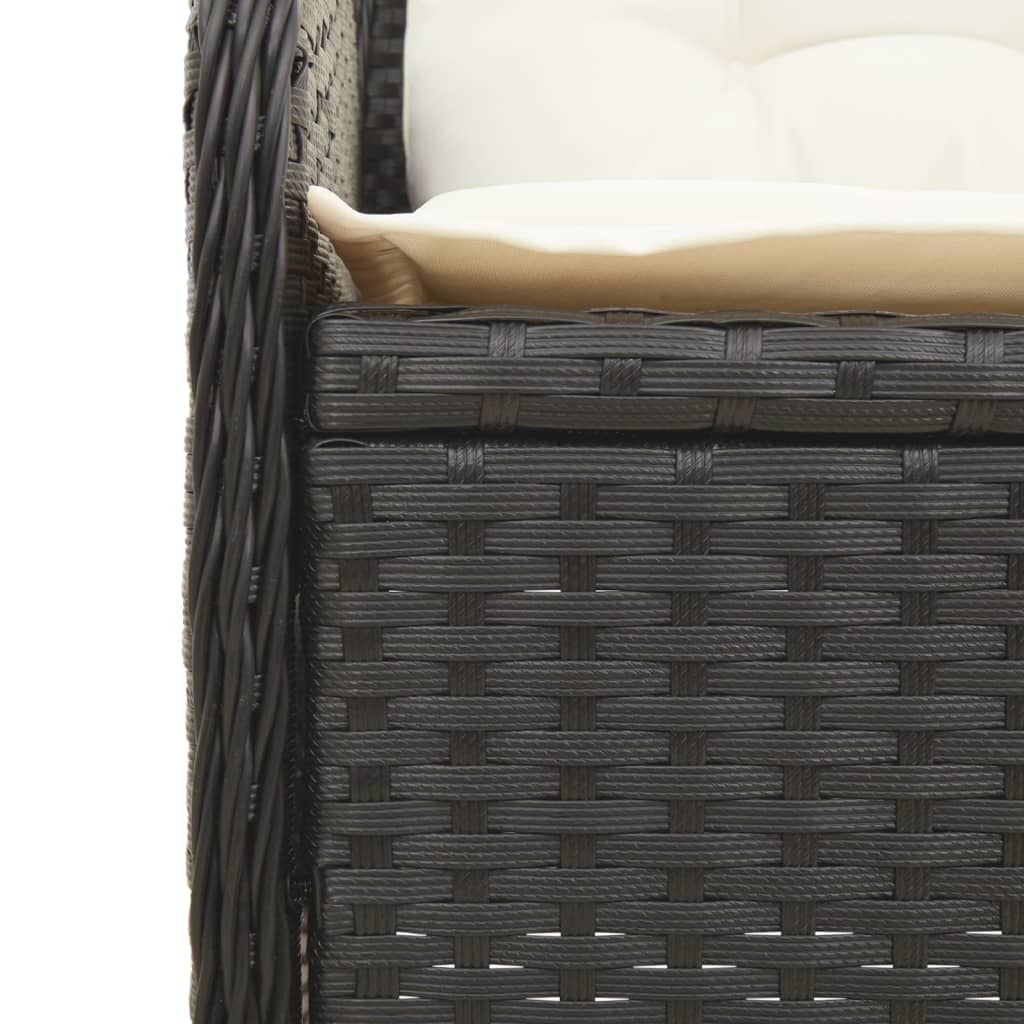 Set mobilier de grădină cu perne, 3 piese, negru, poliratan GartenMobel Dekor