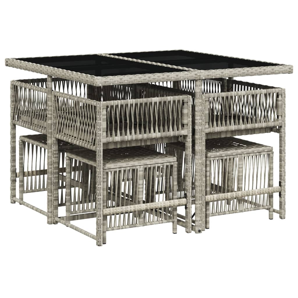 Set mobilier grădină cu perne, 9 piese, gri deschis, poliratan GartenMobel Dekor