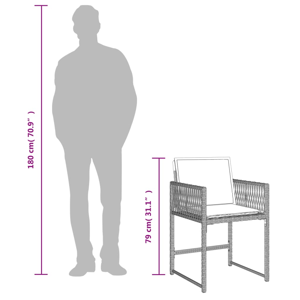 Set mobilier grădină cu perne, 9 piese, gri deschis, poliratan GartenMobel Dekor