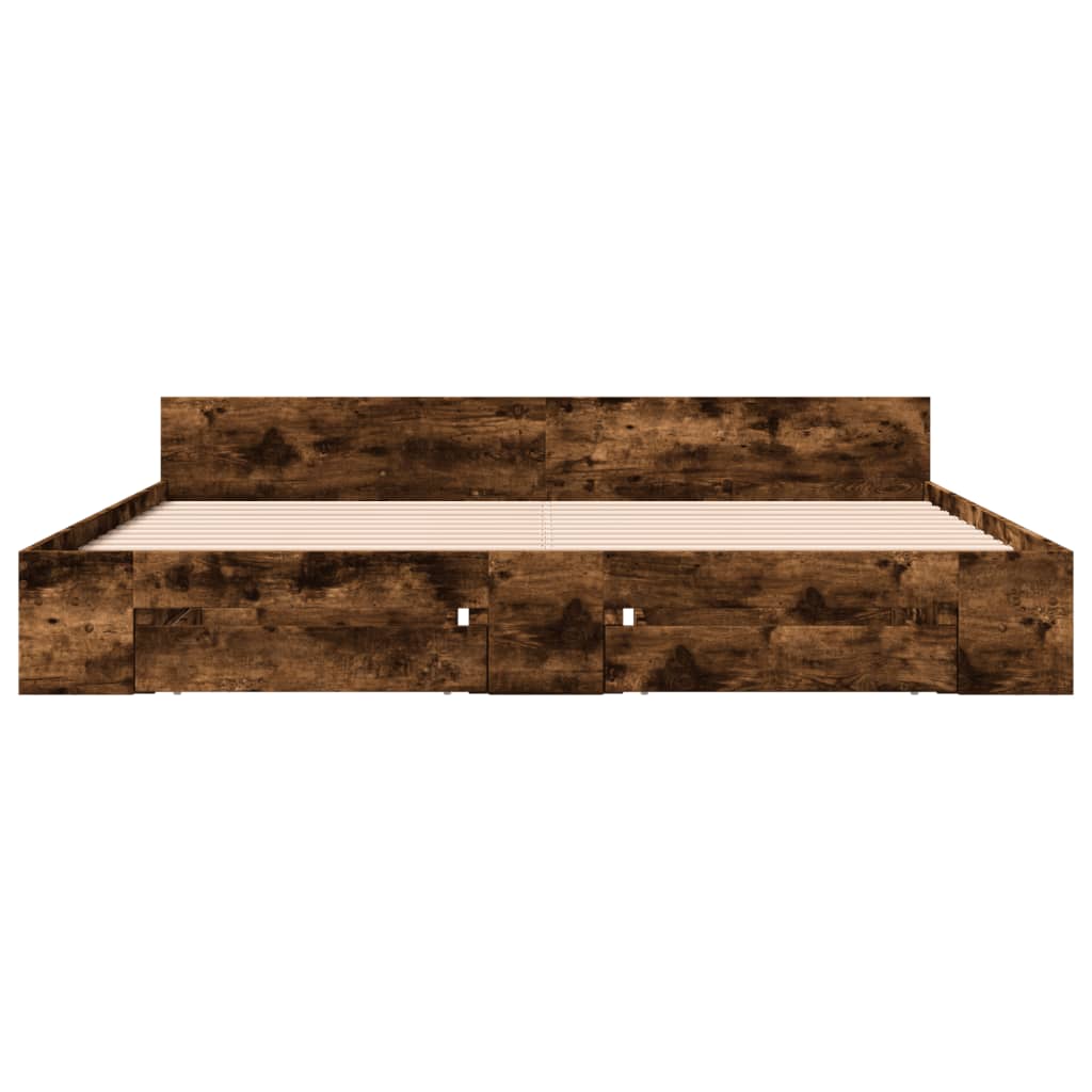 Cadru de pat cu sertare stejar fumuriu 180x200cm lemn prelucrat GartenMobel Dekor
