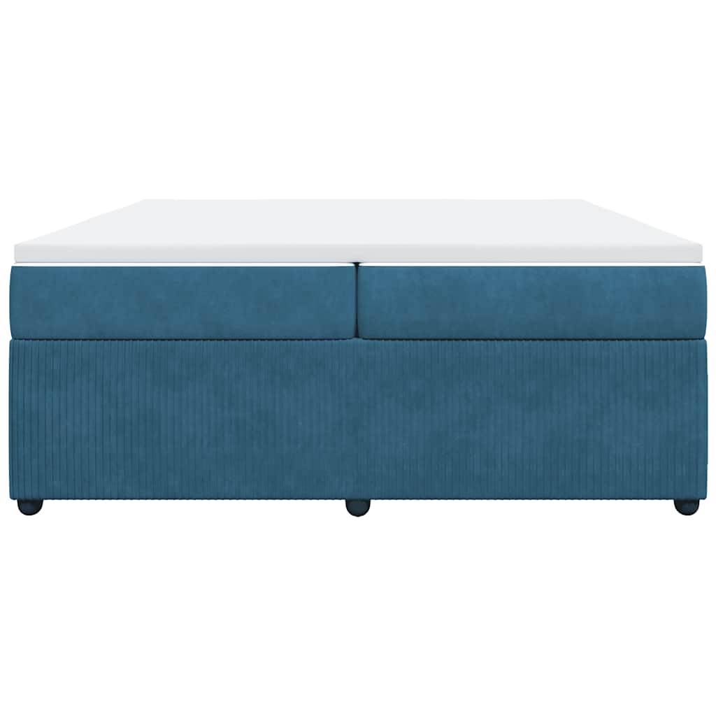 Pat box spring cu saltea, albastru închis, 200x200 cm, catifea GartenMobel Dekor