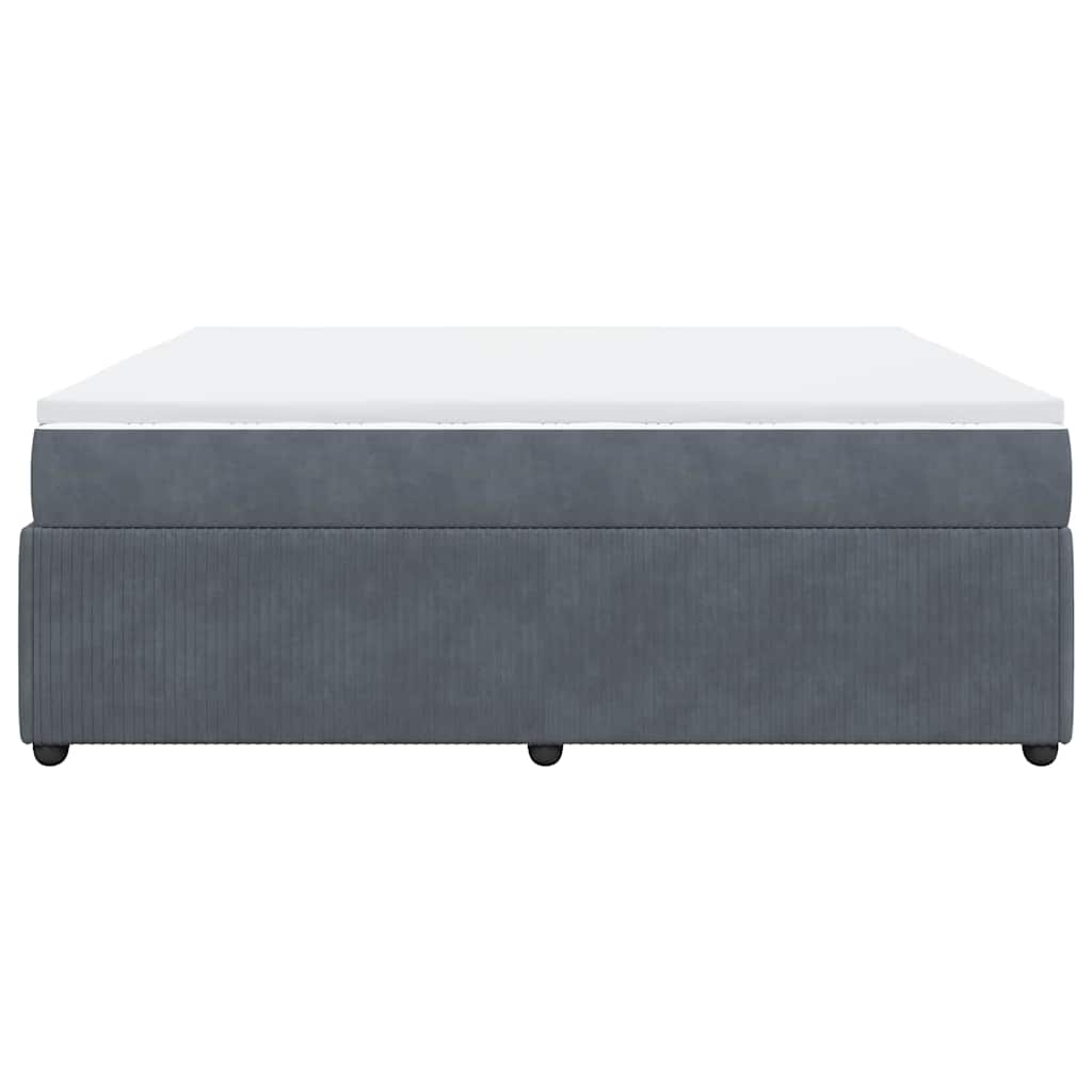 Pat box spring cu saltea, gri închis, 200x200 cm, catifea GartenMobel Dekor