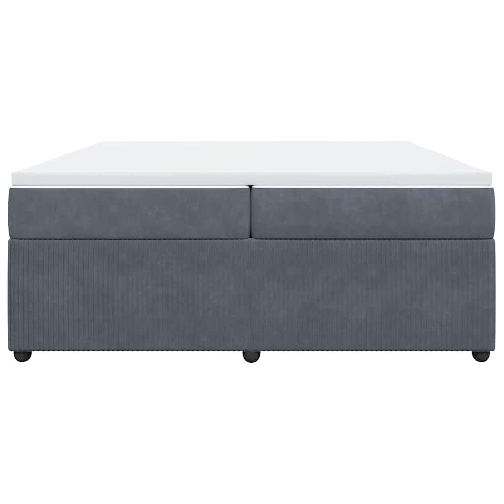 Pat box spring cu saltea, gri închis, 200x200 cm, catifea GartenMobel Dekor