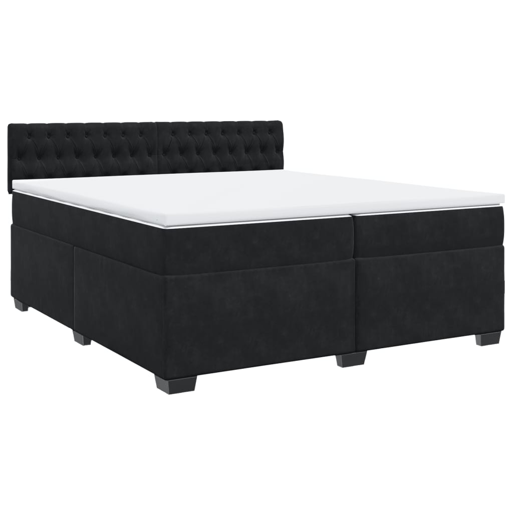 Pat box spring cu saltea, negru, 200x200 cm, catifea GartenMobel Dekor