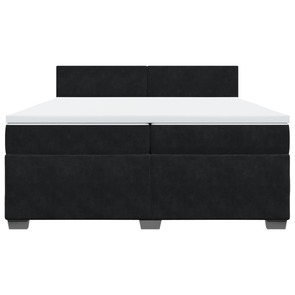 Pat box spring cu saltea, negru, 200x200 cm, catifea GartenMobel Dekor