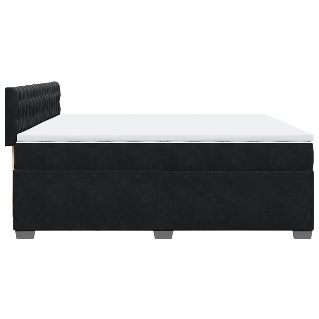 Pat box spring cu saltea, negru, 200x200 cm, catifea GartenMobel Dekor