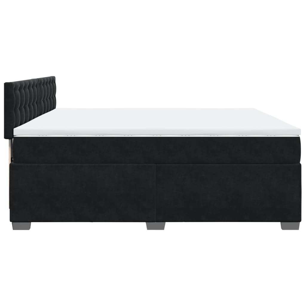 Pat box spring cu saltea, negru, 200x200 cm, catifea GartenMobel Dekor
