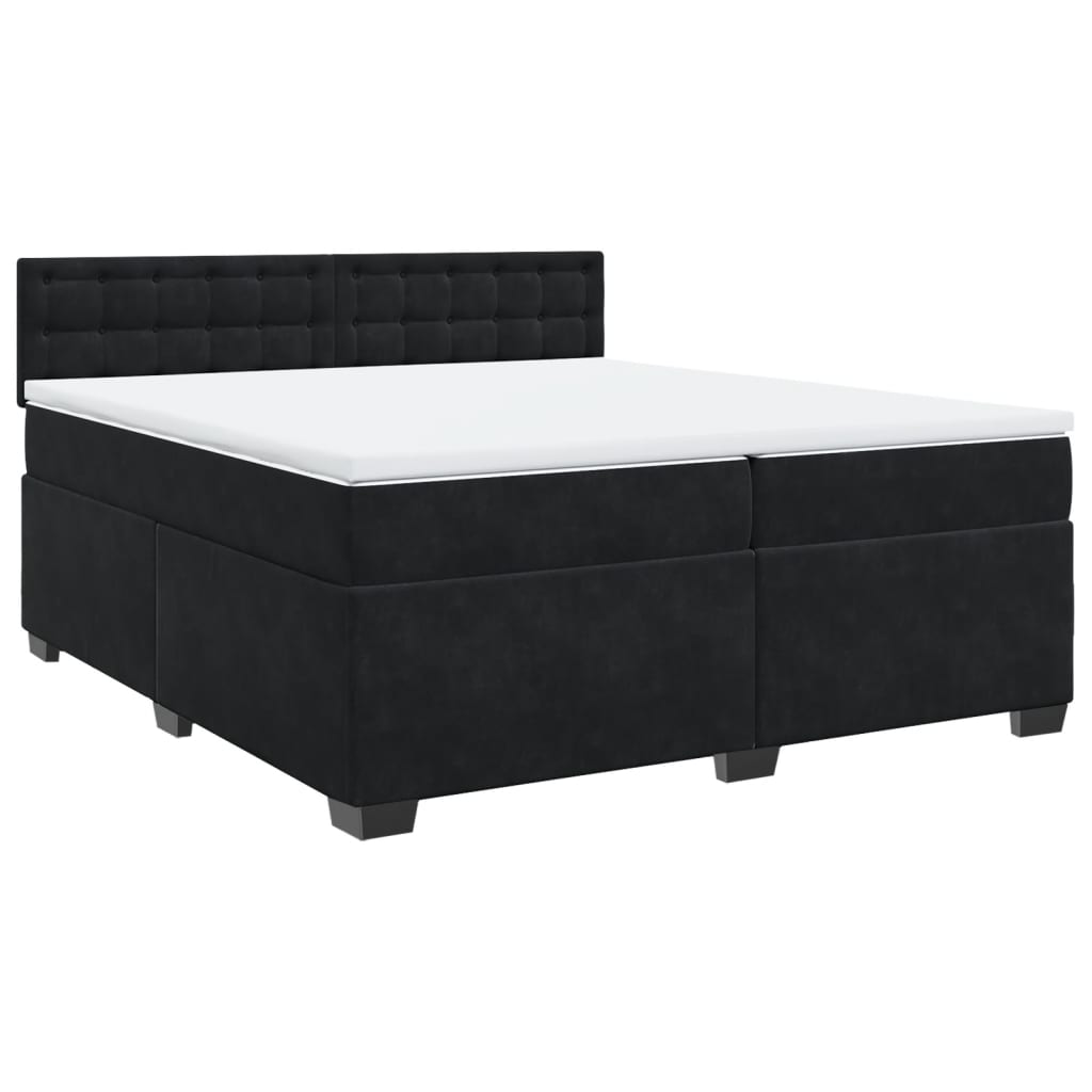 Pat box spring cu saltea, negru, 200x200 cm, catifea GartenMobel Dekor