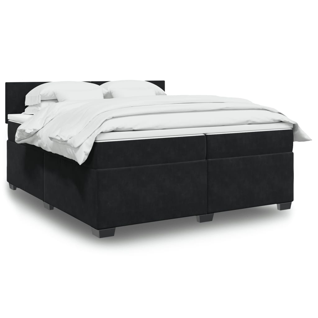 Pat box spring cu saltea, negru, 200x200 cm, catifea GartenMobel Dekor