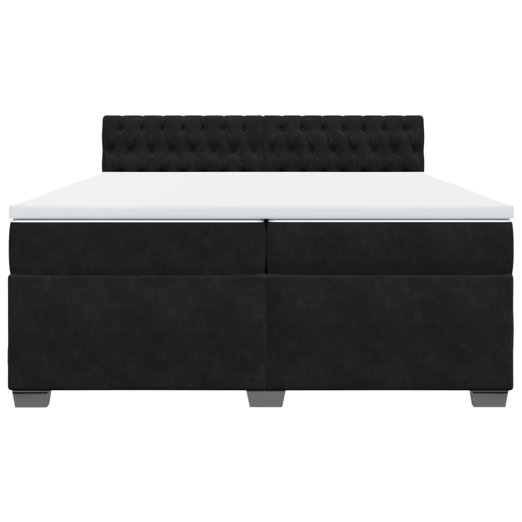 Pat box spring cu saltea, negru, 200x200 cm, catifea GartenMobel Dekor