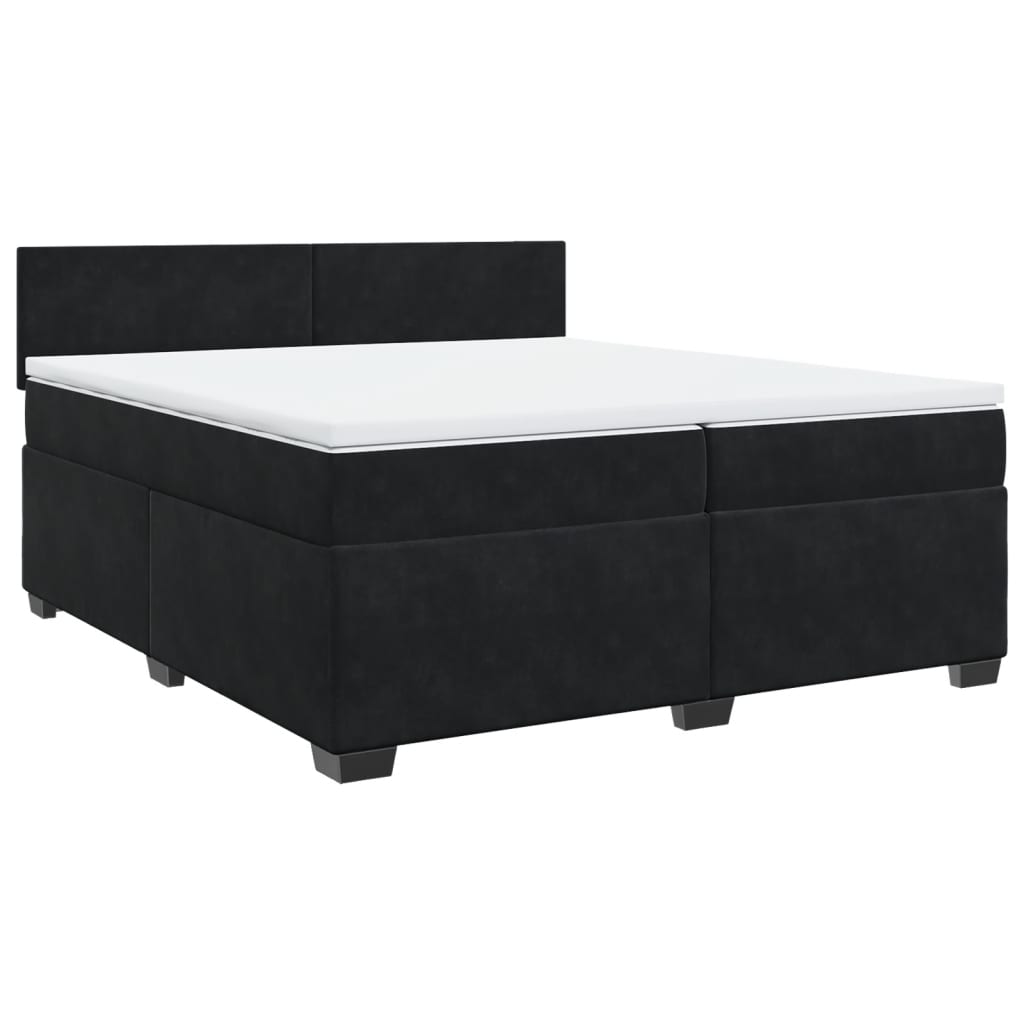 Pat box spring cu saltea, negru, 200x200 cm, catifea GartenMobel Dekor