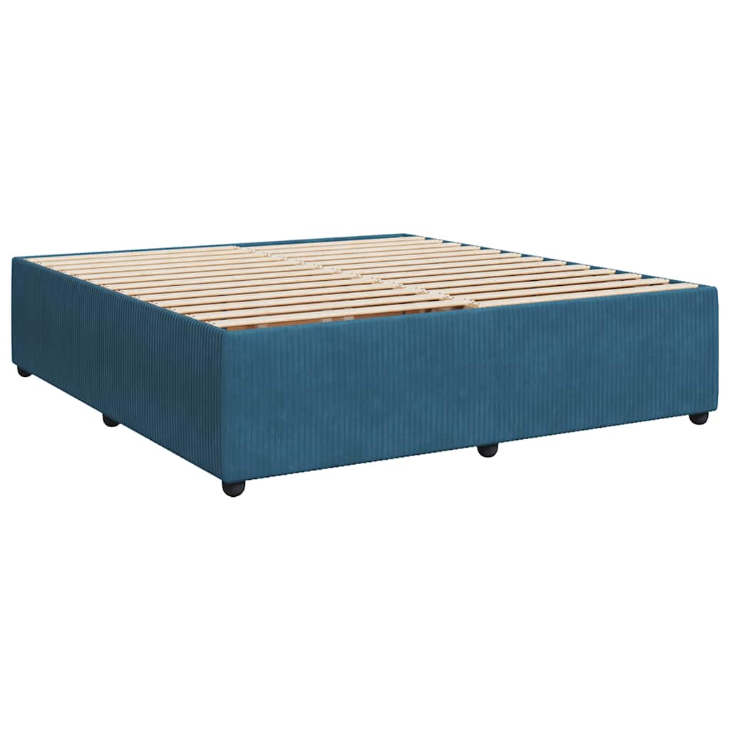 Pat box spring cu saltea, albastru, 200x200 cm, catifea GartenMobel Dekor