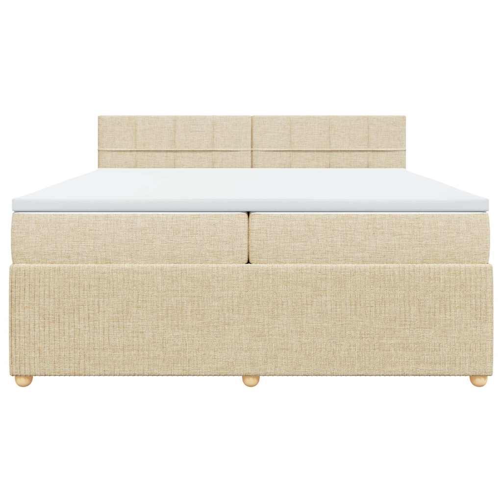 Pat box spring cu saltea, crem, 200x200 cm, textil GartenMobel Dekor