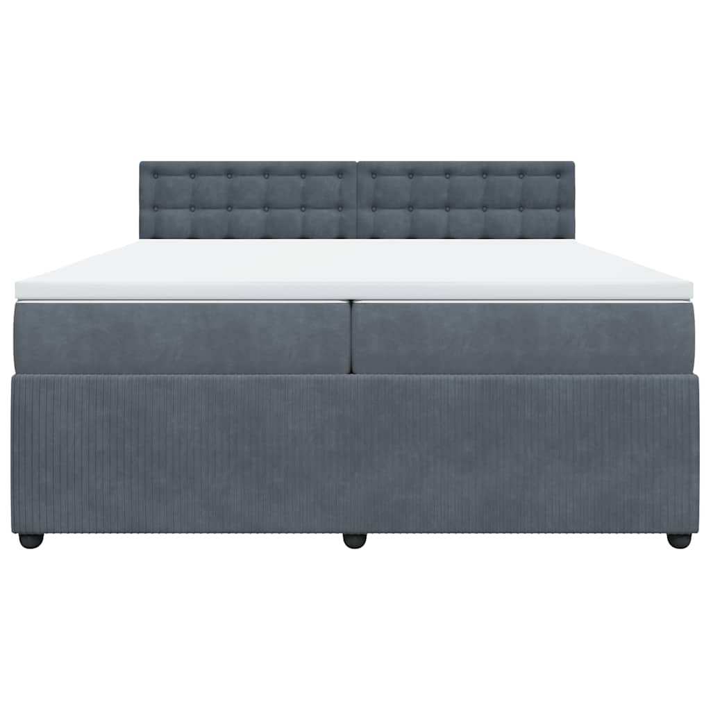 Pat box spring cu saltea, gri închis, 200x200 cm, catifea GartenMobel Dekor