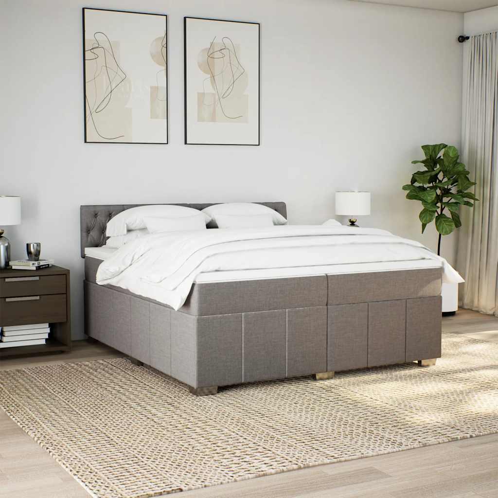 Pat box spring cu saltea, gri taupe, 200x200 cm, textil GartenMobel Dekor