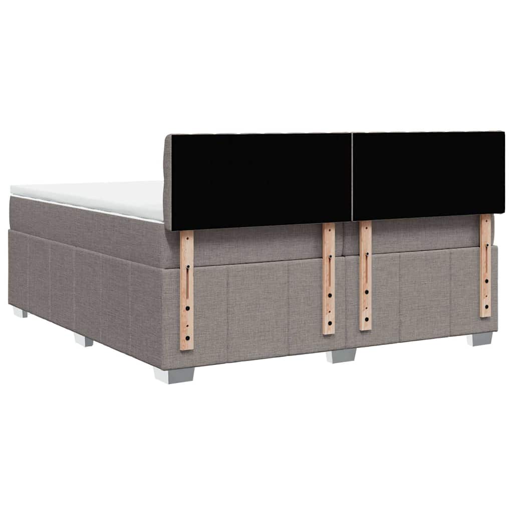 Pat box spring cu saltea, gri taupe, 200x200 cm, textil GartenMobel Dekor