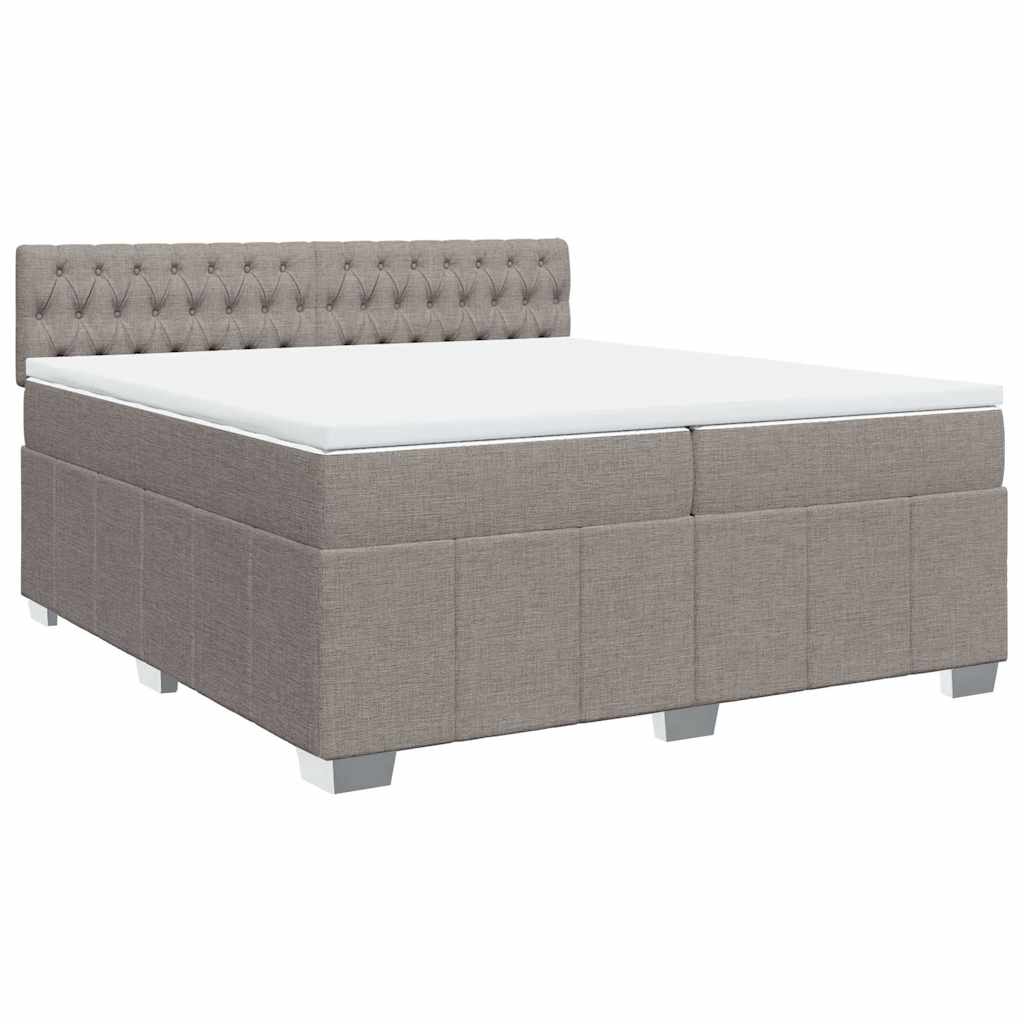 Pat box spring cu saltea, gri taupe, 200x200 cm, textil GartenMobel Dekor