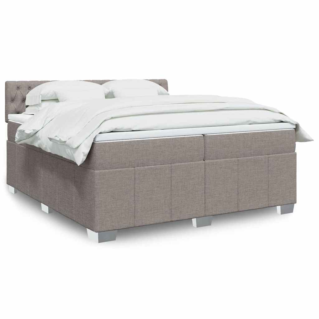 Pat box spring cu saltea, gri taupe, 200x200 cm, textil GartenMobel Dekor