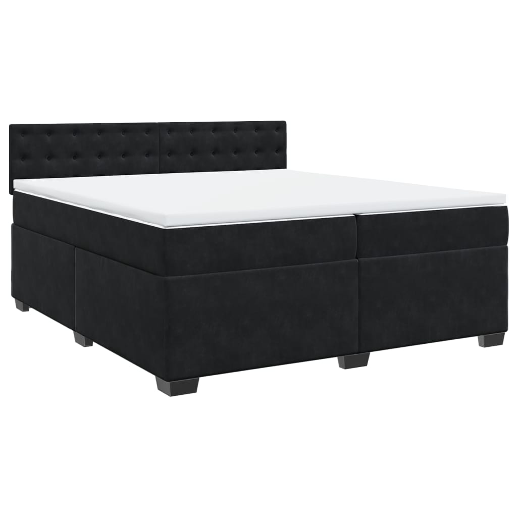 Pat box spring cu saltea, negru, 200x200 cm, catifea GartenMobel Dekor