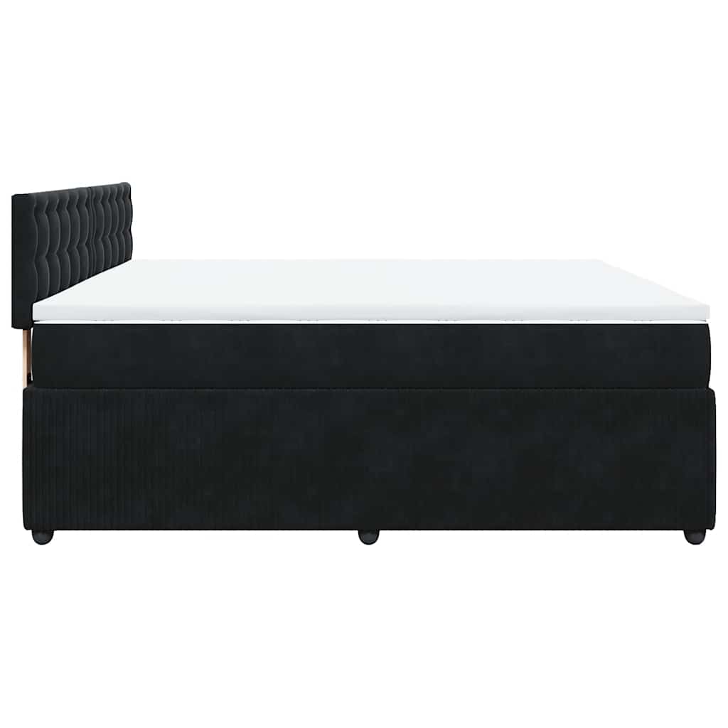 Pat box spring cu saltea, negru, 200x200 cm, catifea GartenMobel Dekor