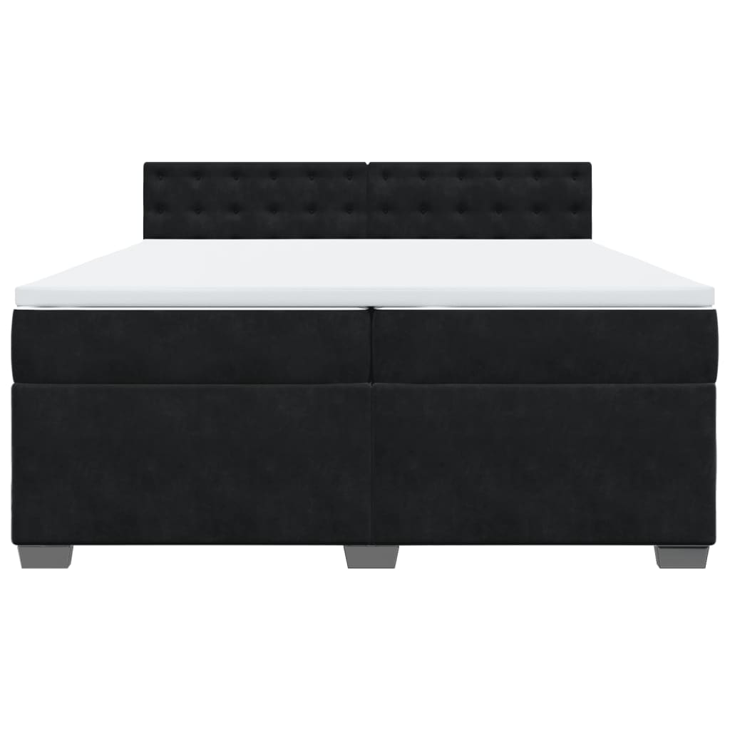 Pat box spring cu saltea, negru, 200x200 cm, catifea GartenMobel Dekor