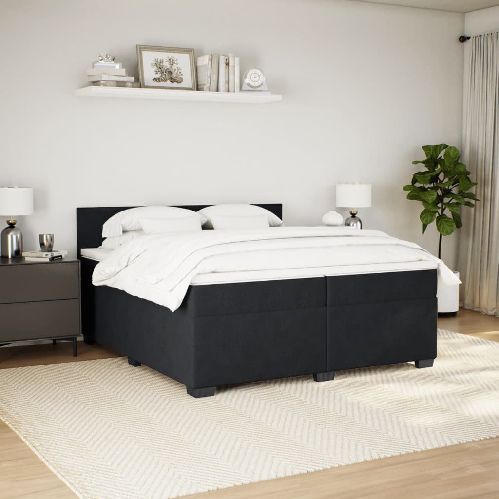 Pat box spring cu saltea, negru, 200x200 cm, catifea GartenMobel Dekor