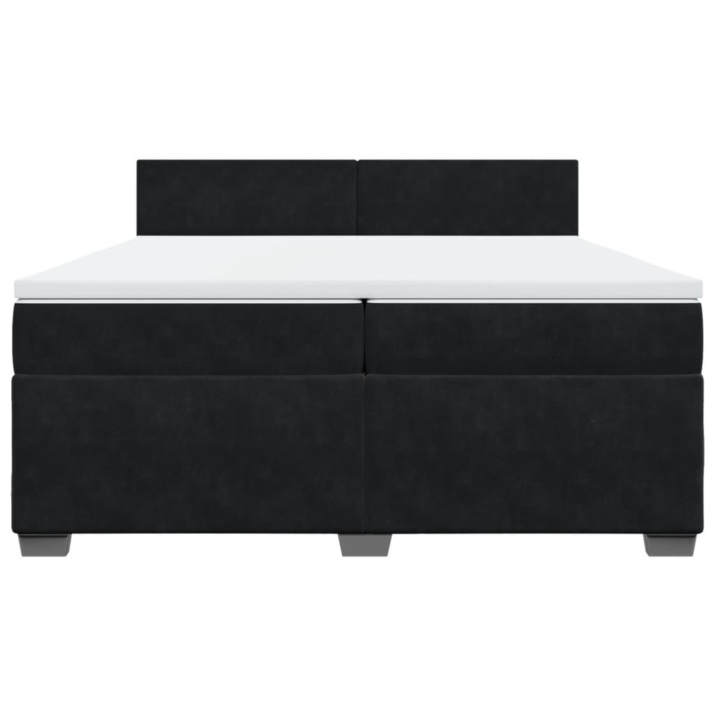 Pat box spring cu saltea, negru, 200x200 cm, catifea GartenMobel Dekor