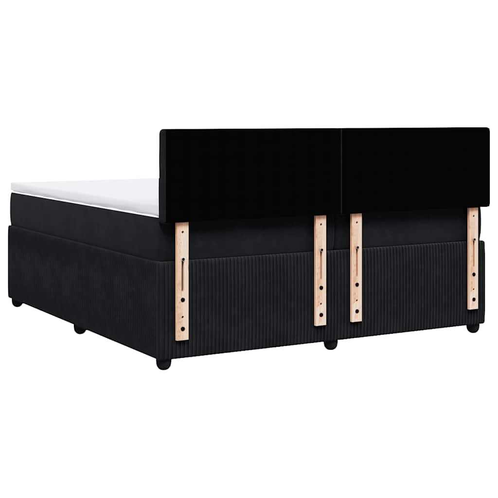Pat box spring cu saltea, negru, 200x200 cm, catifea GartenMobel Dekor
