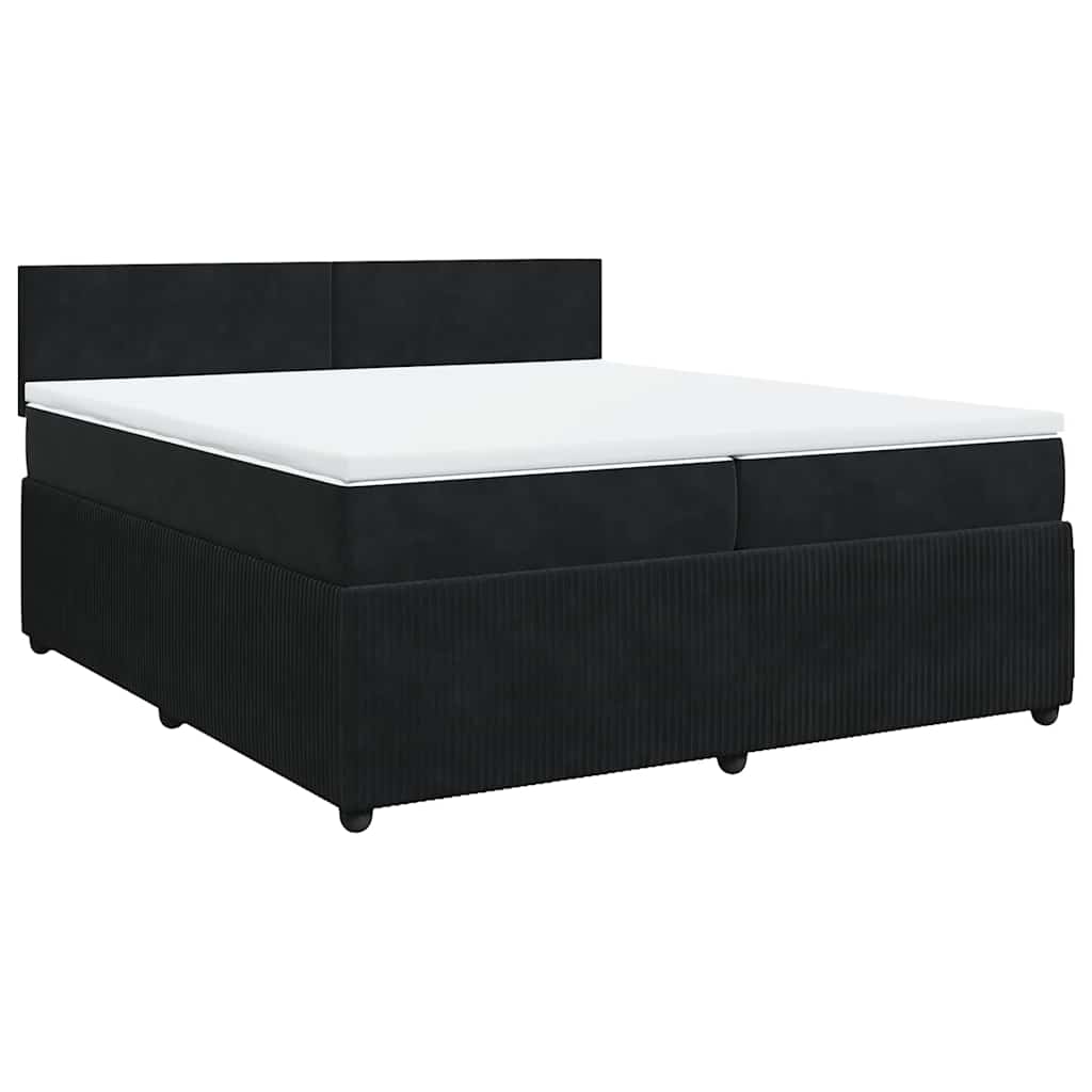 Pat box spring cu saltea, negru, 200x200 cm, catifea GartenMobel Dekor