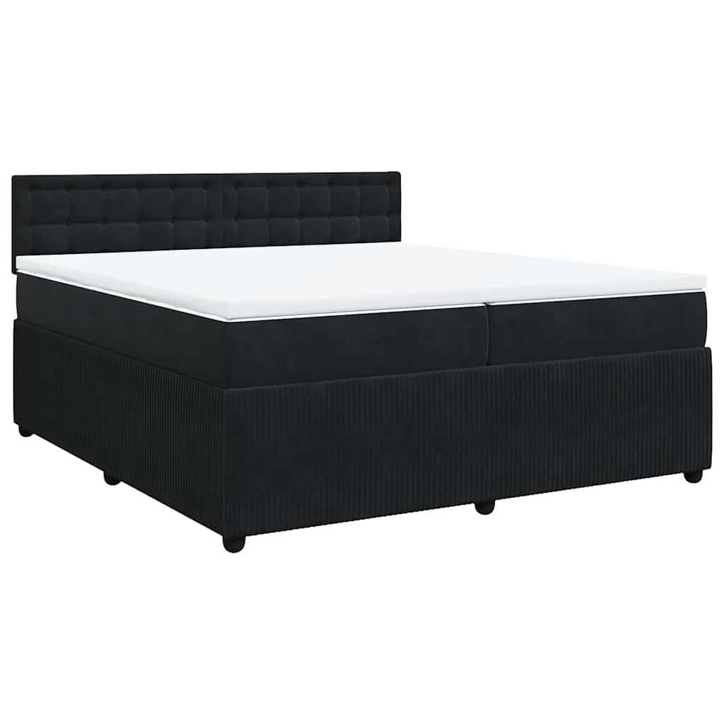 Pat box spring cu saltea, negru, 200x200 cm, catifea GartenMobel Dekor