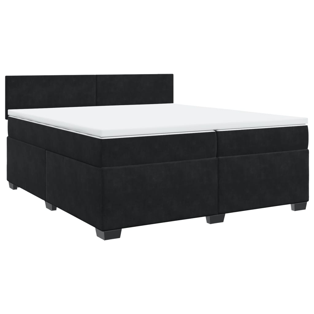 Pat box spring cu saltea, negru, 200x200 cm, catifea GartenMobel Dekor