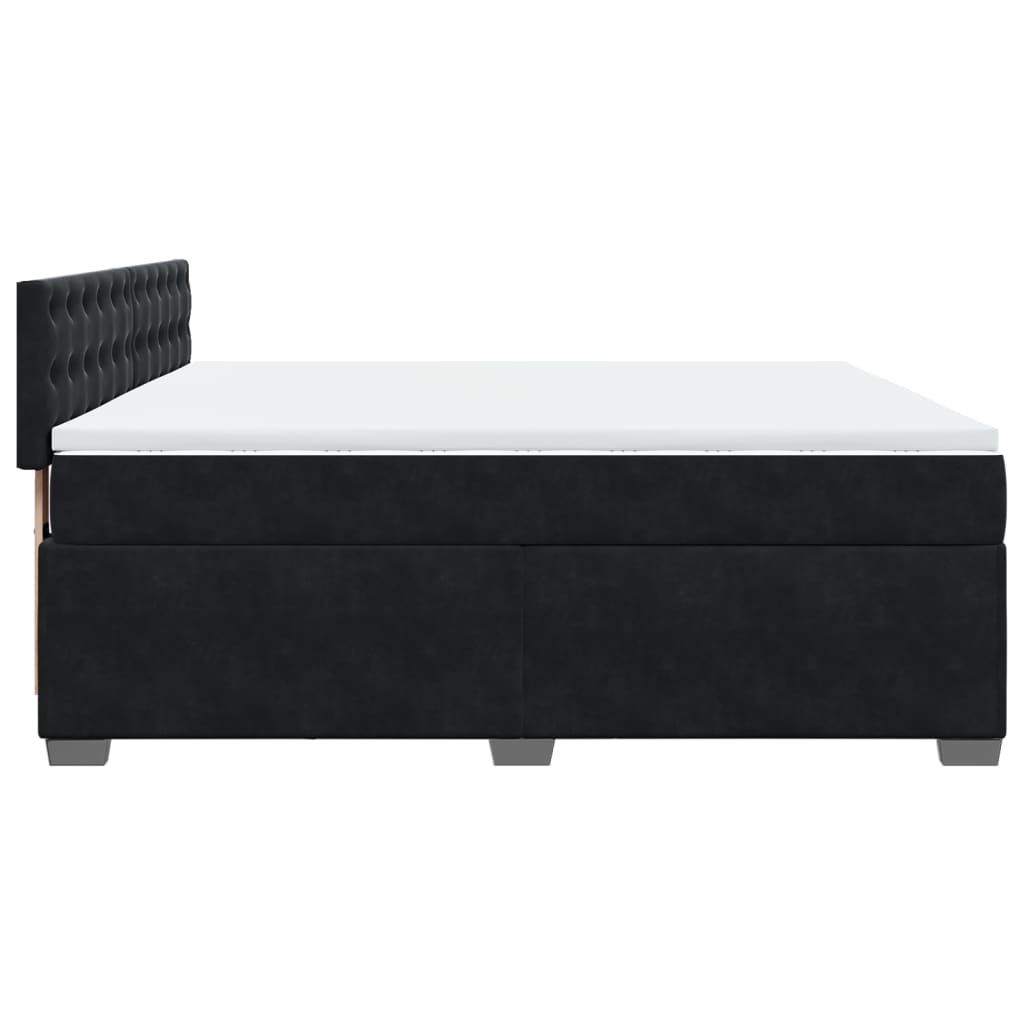 Pat box spring cu saltea, negru, 200x200 cm, catifea GartenMobel Dekor