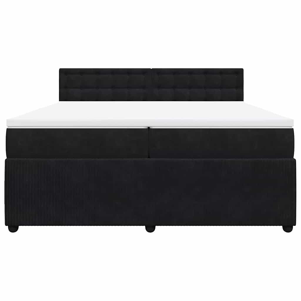 Pat box spring cu saltea, negru, 200x200 cm, catifea GartenMobel Dekor