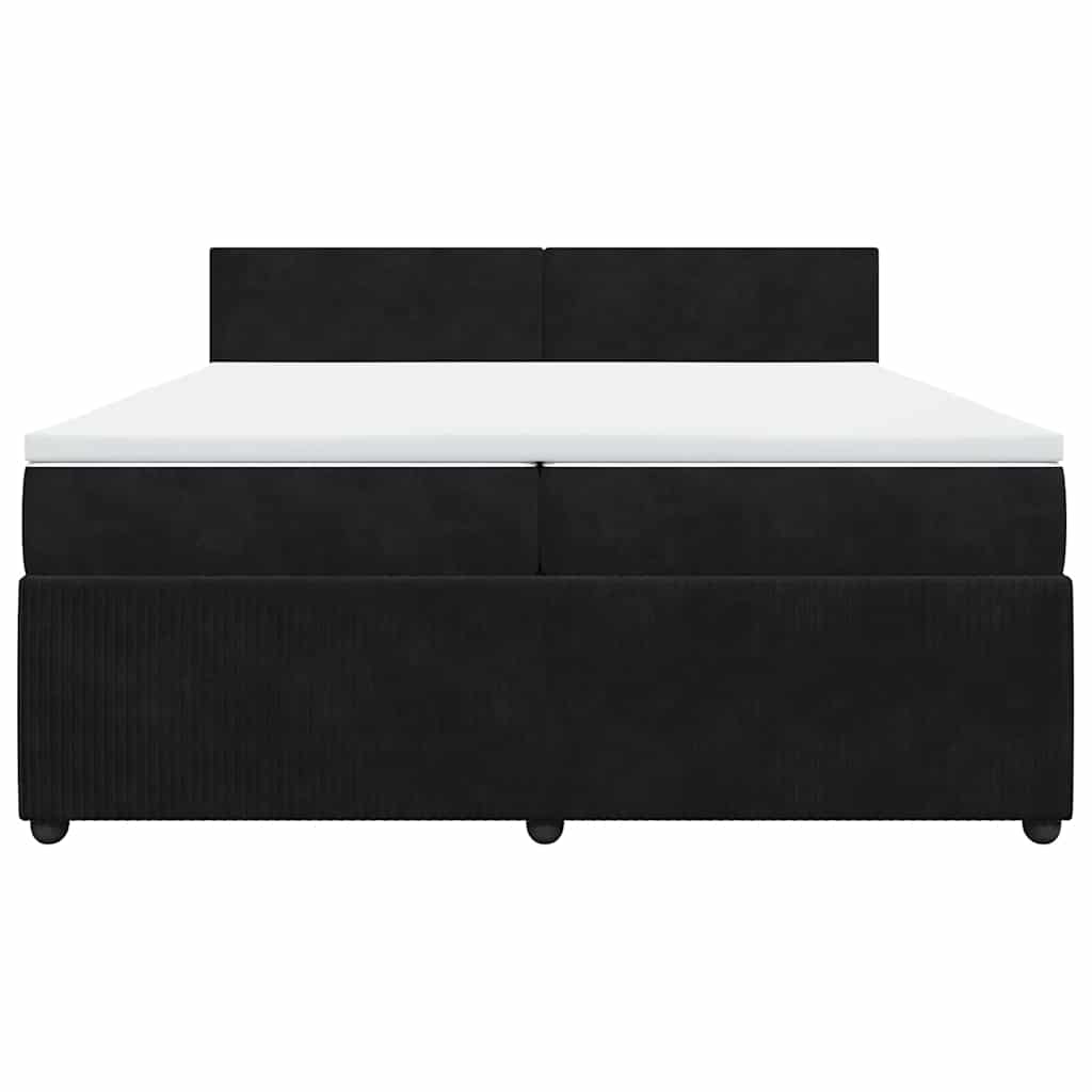 Pat box spring cu saltea, negru, 200x200 cm, catifea GartenMobel Dekor