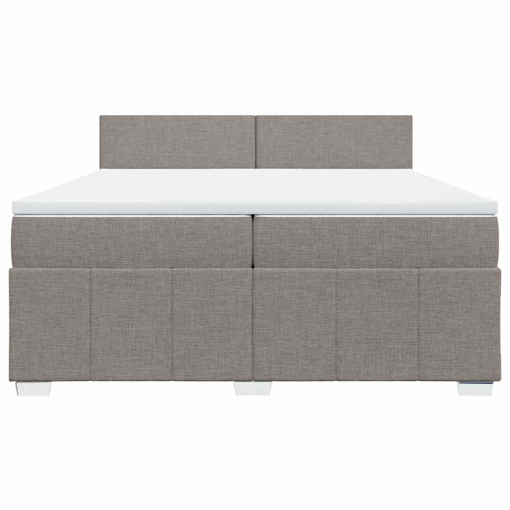 Pat box spring cu saltea, gri taupe, 200x200 cm, textil GartenMobel Dekor