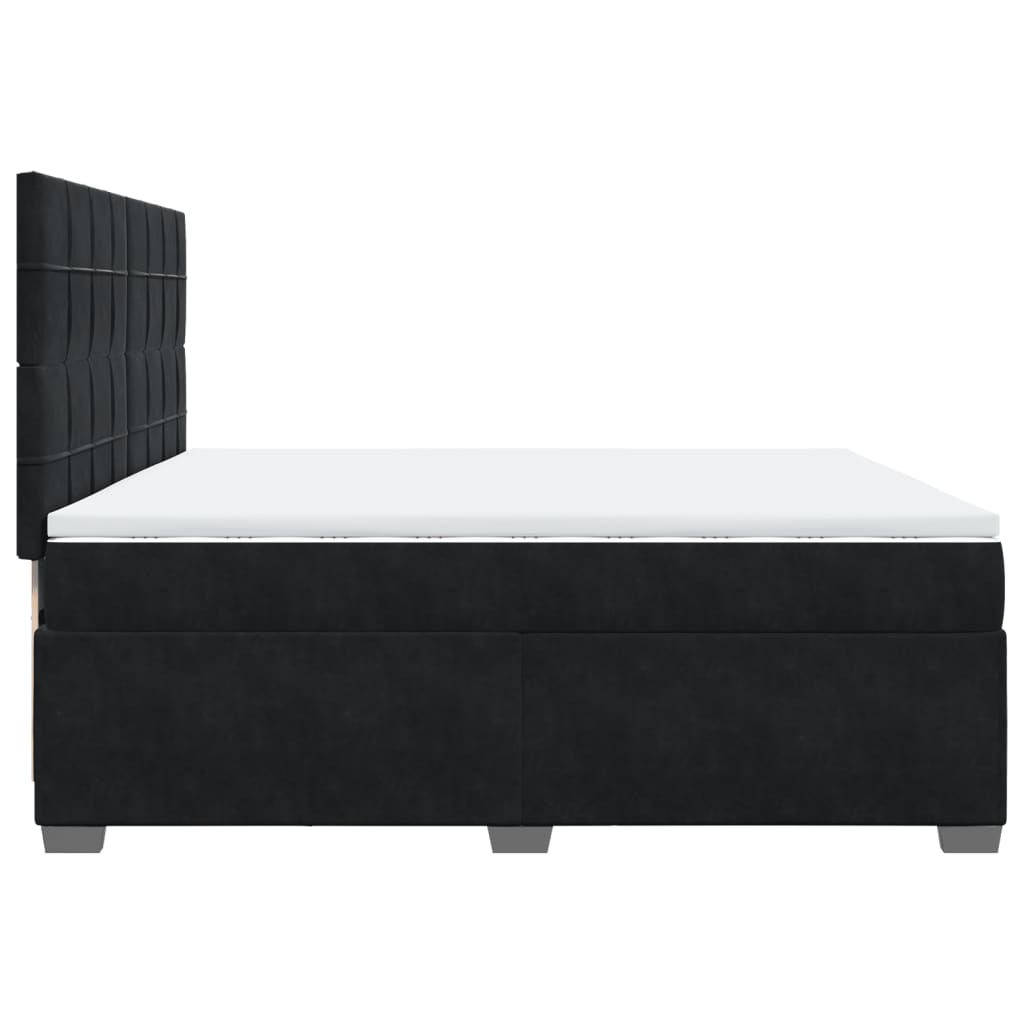 Pat box spring cu saltea, negru, 200x200 cm, catifea GartenMobel Dekor