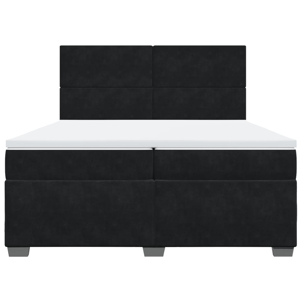 Pat box spring cu saltea, negru, 200x200 cm, catifea GartenMobel Dekor