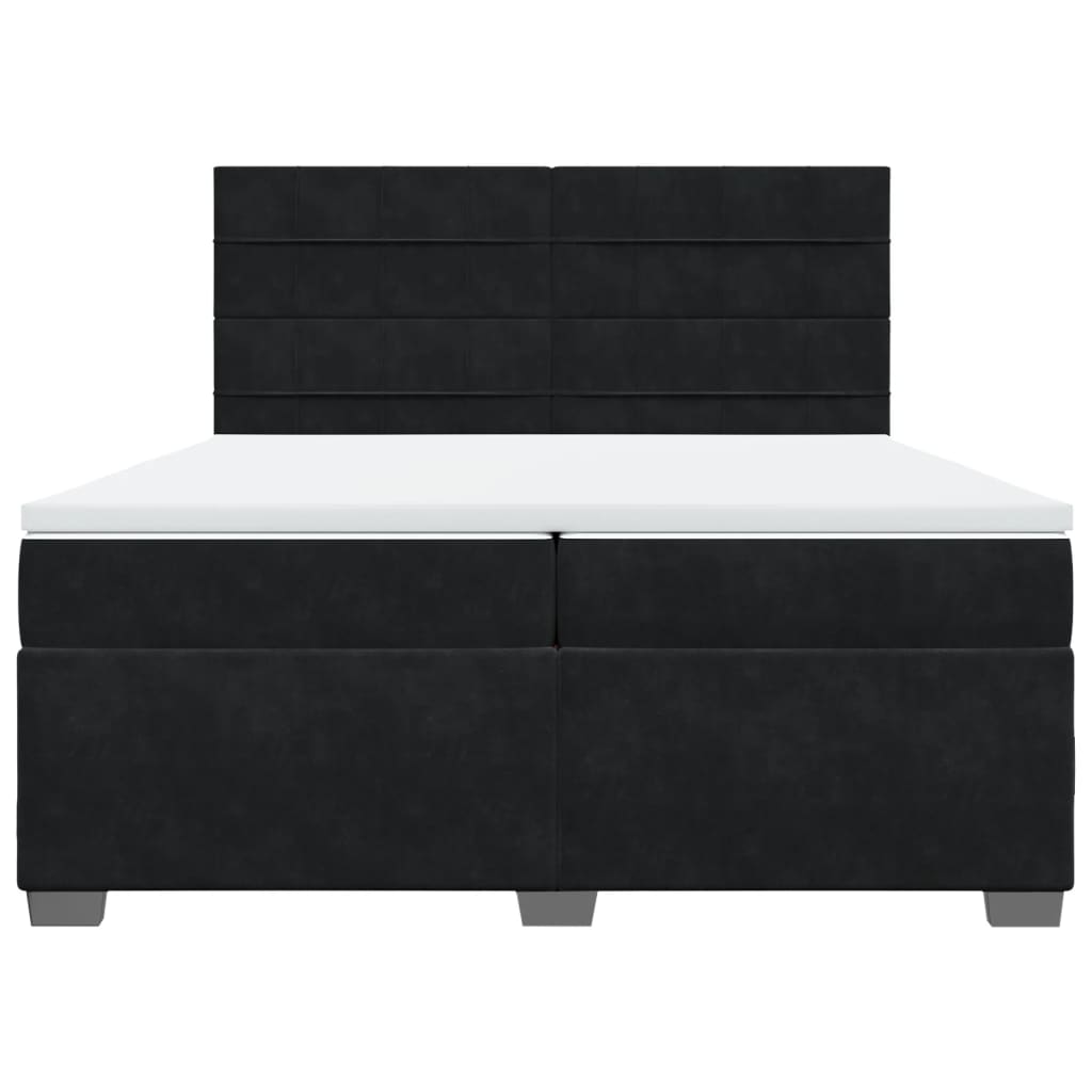Pat box spring cu saltea, negru, 200x200 cm, catifea GartenMobel Dekor