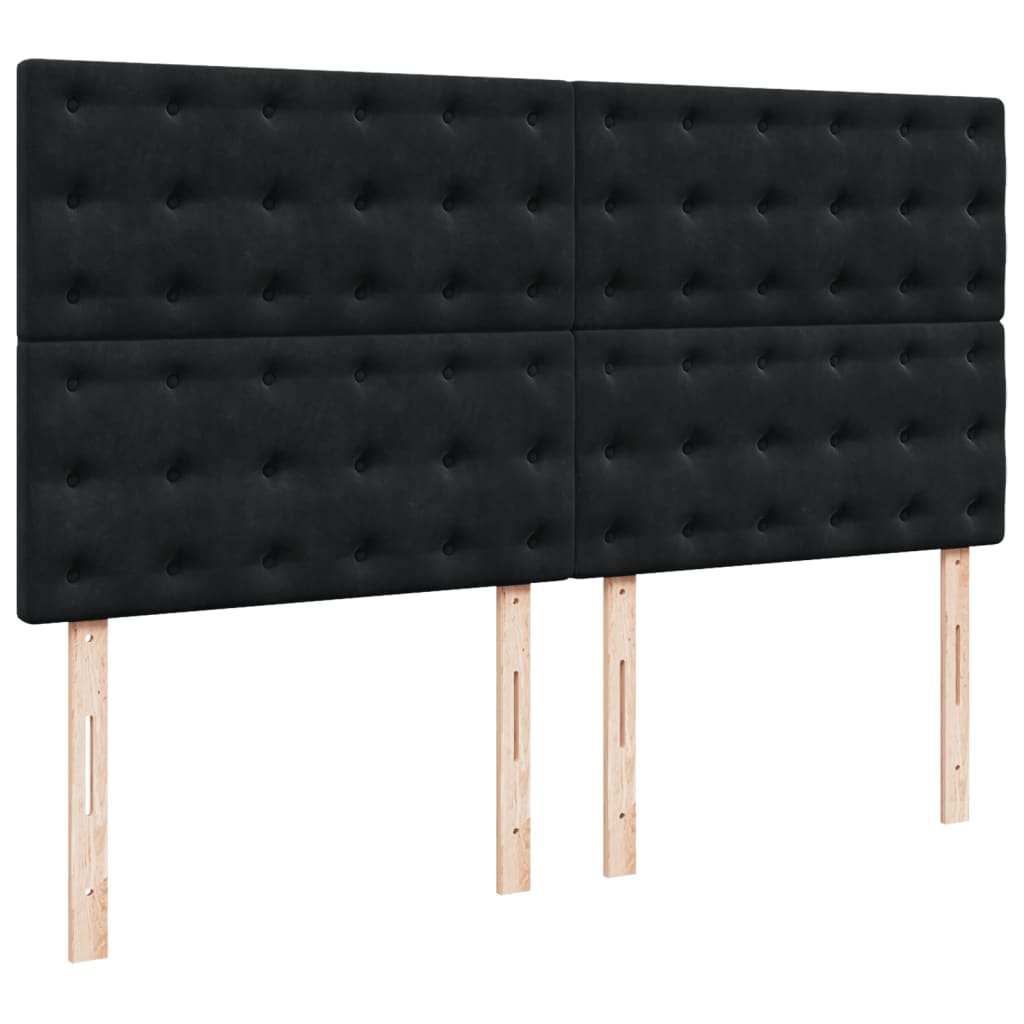 Pat box spring cu saltea, negru, 200x200 cm, catifea GartenMobel Dekor