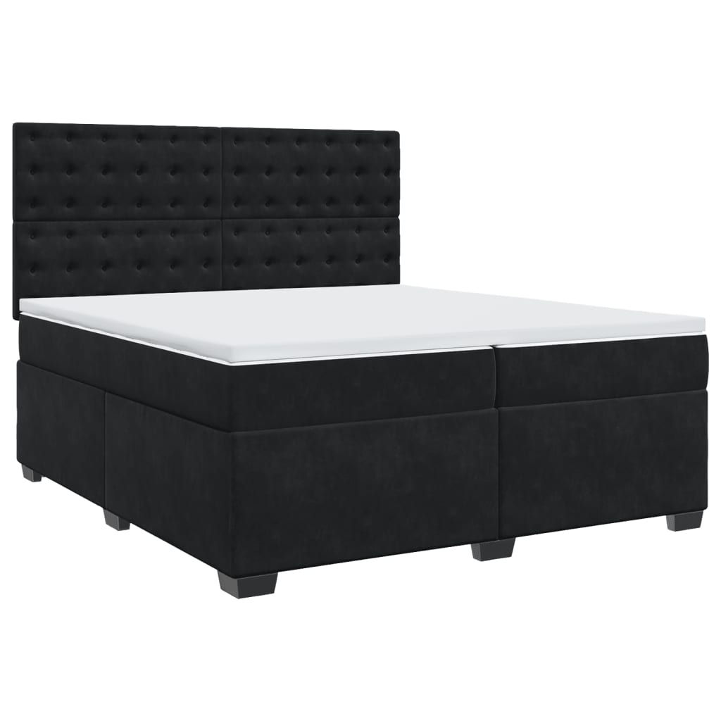 Pat box spring cu saltea, negru, 200x200 cm, catifea GartenMobel Dekor