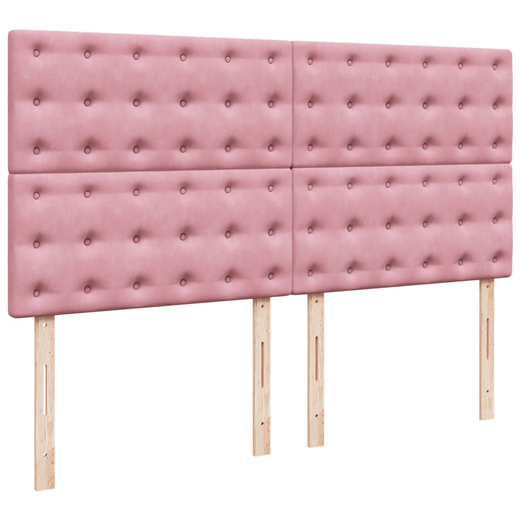 Pat box spring cu saltea, roz, 200x200 cm, catifea GartenMobel Dekor