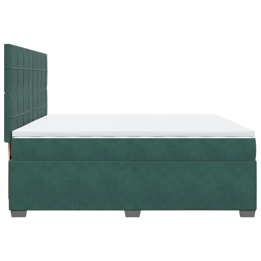 Pat box spring cu saltea, verde închis, 200x200 cm, catifea GartenMobel Dekor