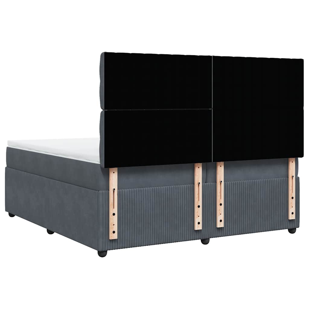 Pat box spring cu saltea, gri închis, 200x200 cm, catifea GartenMobel Dekor