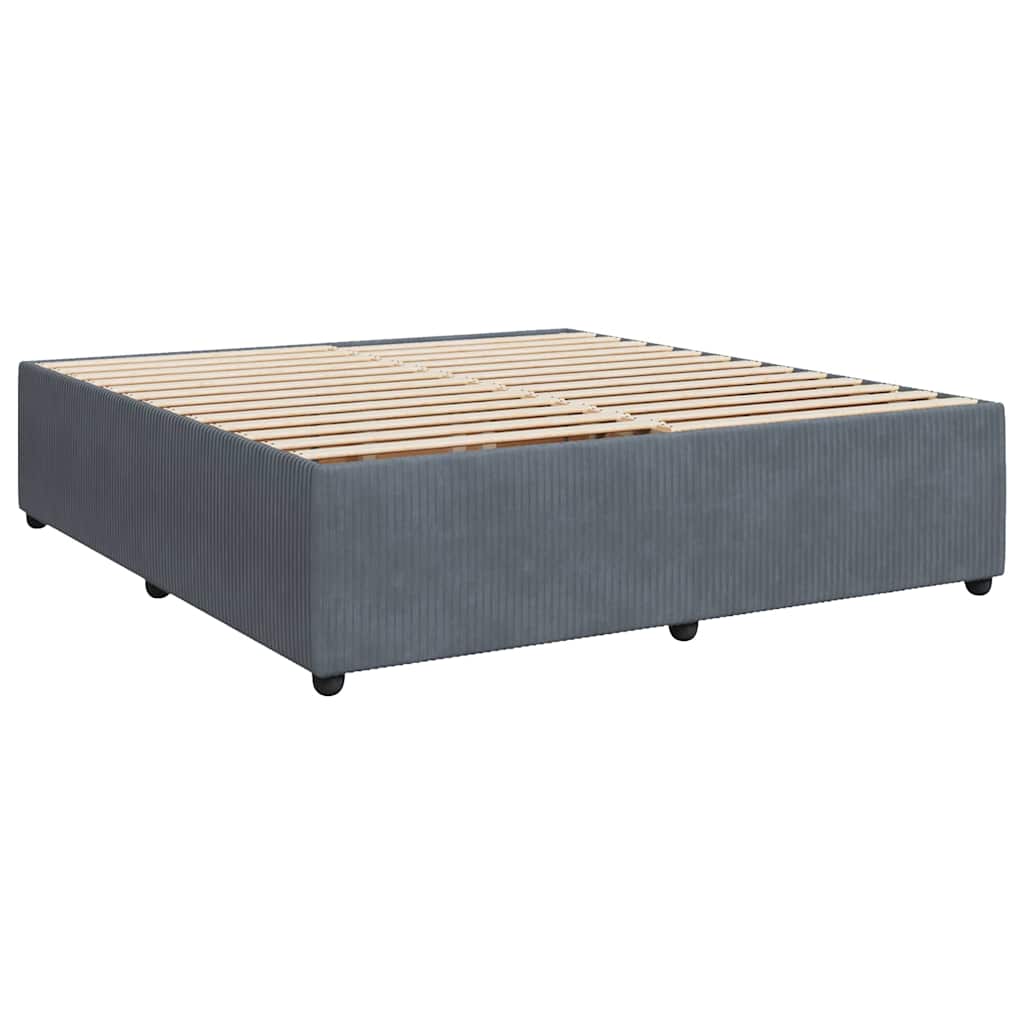 Pat box spring cu saltea, gri închis, 200x200 cm, catifea GartenMobel Dekor